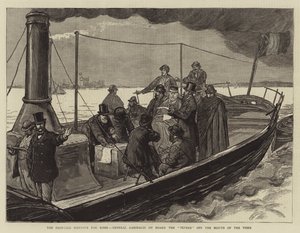 A Rómának javasolt kikötő, Garibaldi tábornok a Tevere fedélzetén a Tiberis torkolatánál
