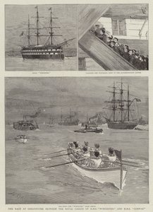 A HMS Worcester és a HMS Conway haditengerészeti kadétjai közötti verseny Greenhithe-ben. alkotó: Joseph Nash