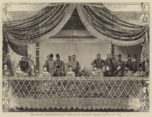 Állami előadás az Olasz Királyi Operában, a Royal Box (metszet) alkotó: Joseph Nash