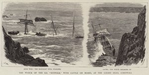 Az SS Suffolk roncsa, marhákkal a fedélzeten a Lizard Headnél, Cornwallban
