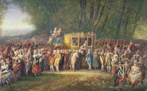 XVI. Lajos királyt a Les Halles-i nők viszik Versailles-ból Párizsba 1789 októberében.