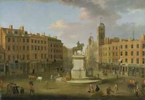 Charing Cross, I. Károly király szobrával és Northumberland-házzal, 1750 körül