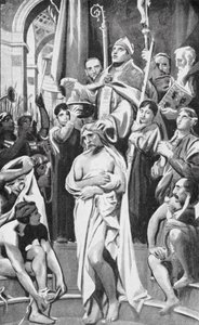 Clovis megkeresztelése (litográfia) alkotó: Joseph Paul (after) Blanc