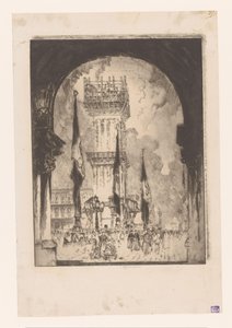 Velence Campanile épül A Campanile újjáépítése, sz. én alkotó: Joseph Pennell (signed by artist)
