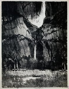 A vízesés lábánál, Joseph Pennell (1857-1926), metszet alkotó: Joseph Pennell