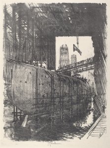 A csatahajó építése, 1917. alkotó: Joseph Pennell
