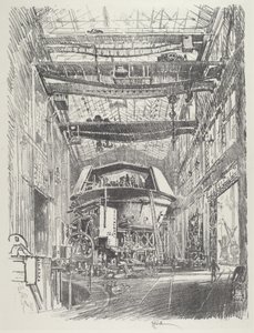 A nagy torony építése, 1916. alkotó: Joseph Pennell