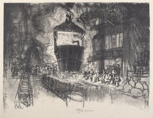 Kagylók öntése, 1917. alkotó: Joseph Pennell