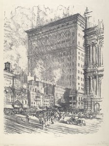 A Városháza tér és a Wanamaker épület alkotó: Joseph Pennell