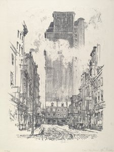 Down Sansom Street, 1912. alkotó: Joseph Pennell