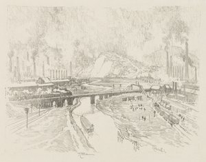 Angol háborús munka: Munition Town alkotó: Joseph Pennell