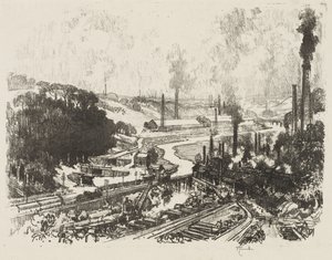 Angol háborús munka: Munition Works alkotó: Joseph Pennell