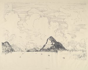 A csatorna bejárata a Csendes-óceán felől, 1912. alkotó: Joseph Pennell