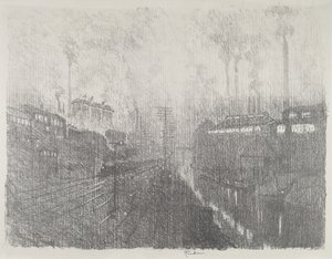 Este a hadianyag országban, 1916. alkotó: Joseph Pennell