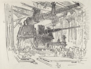Fegyverek felszerelése tornyokra, 1916. alkotó: Joseph Pennell