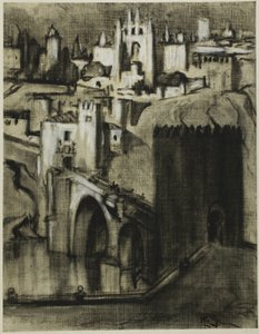 Ez a paloták sávjai a lejtő köré terraszoltak, Toledo alkotó: Joseph Pennell