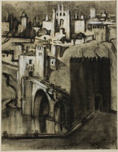 Ez a paloták sávjai a lejtő köré terraszoltak, Toledo alkotó: Joseph Pennell
