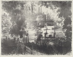 Munitions River, 1916. alkotó: Joseph Pennell