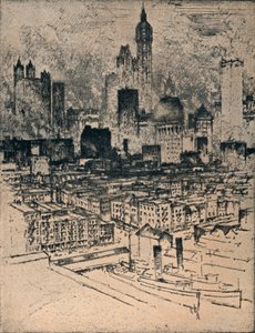 New York a Brooklyn Bridge-től, 1908 alkotó: Joseph Pennell