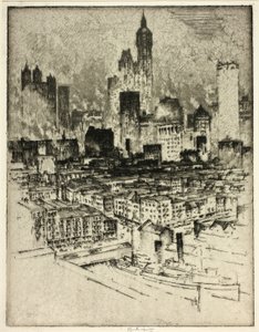 New York, a Brooklyn Bridge-ről alkotó: Joseph Pennell