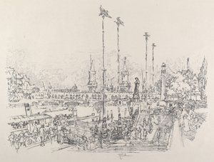 Oberbaum híd, Berlin, 1921. alkotó: Joseph Pennell