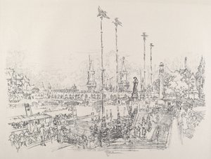 Oberbaum híd, Berlin, 1921. alkotó: Joseph Pennell