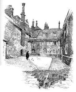Old Charterhouse: a Washhouse Courtban, 1886 alkotó: Joseph Pennell