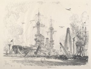 Kezdésre készen, 1917. alkotó: Joseph Pennell