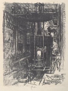 Pisztoly formázása öntvényből, 1917. alkotó: Joseph Pennell