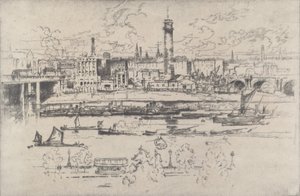 Lövéstorony a hidak között, 1910. alkotó: Joseph Pennell