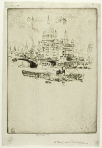 Szent Pál a folyó felől alkotó: Joseph Pennell