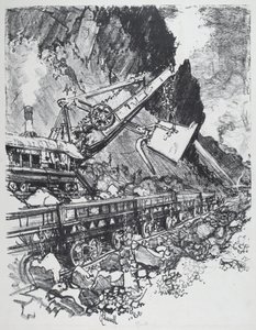 Steam Shovel in the Cut Bas Obisponál alkotó: Joseph Pennell