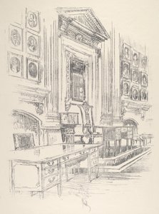 Asztal és szék, aláírók szobája, Függetlenségi terem alkotó: Joseph Pennell