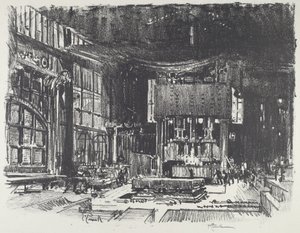 Az akolitusok a hadiisten oltárát készítik, 1916. alkotó: Joseph Pennell