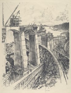 A Gatun-zár megközelítése, 1912. alkotó: Joseph Pennell