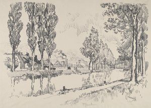 A csatorna Blanzyban, Franciaországban, 1911. alkotó: Joseph Pennell