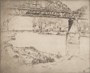 A városi híd, St. Louis, 1919. alkotó: Joseph Pennell