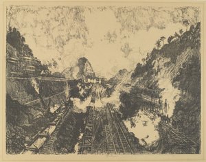 A vágás. Az Ancon Hill felé nézve alkotó: Joseph Pennell