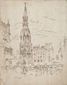 Az Elinor Cross, a Charing Cross pályaudvar előtt, 1906. alkotó: Joseph Pennell