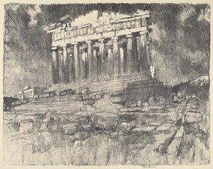 A Parthenon homlokzata, naplemente alkotó: Joseph Pennell