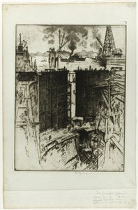 Az Őrkapu, Gatun-zsilip, Panama alkotó: Joseph Pennell