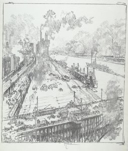 A töltés az Eads hídról, St. Louis alkotó: Joseph Pennell
