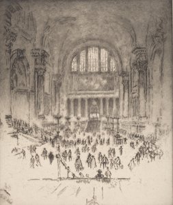 A Marble Hall, Pennsylvania állomás, New York, 1919. alkotó: Joseph Pennell