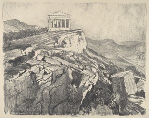 A Concord temploma a falon, Girgenti, 1913. alkotó: Joseph Pennell