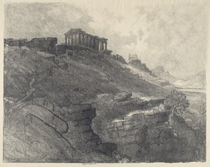 Templomok a falon, Girgenti, 1913. alkotó: Joseph Pennell