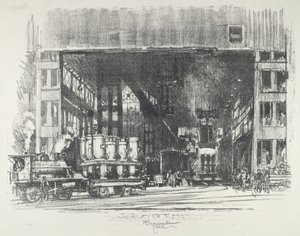 Az urnák, nagy kagylók öntése alkotó: Joseph Pennell