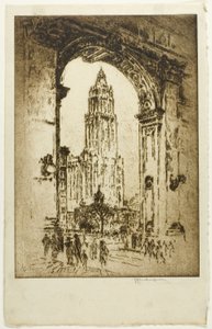A Woolworth az íven keresztül alkotó: Joseph Pennell