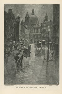 A Szent Pál-székesegyház eleje a Ludgate Hill felől alkotó: Joseph Pennell