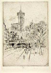 Times épület és a 42. utca alkotó: Joseph Pennell