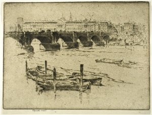 Waterloo Bridge és Somerset House alkotó: Joseph Pennell